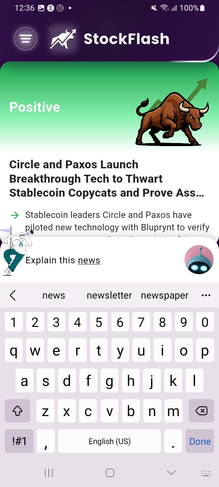 StockFlash News Feed with Negative Sentiment Analysis