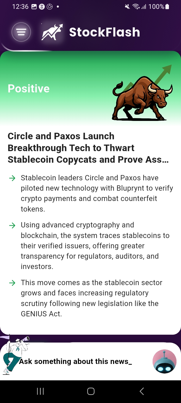 StockFlash Positive Sentiment News Analysis